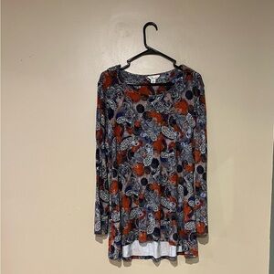 Cafe Marrakesh Women's XL Paisley Long Sleeve Tunic Boho Artsy